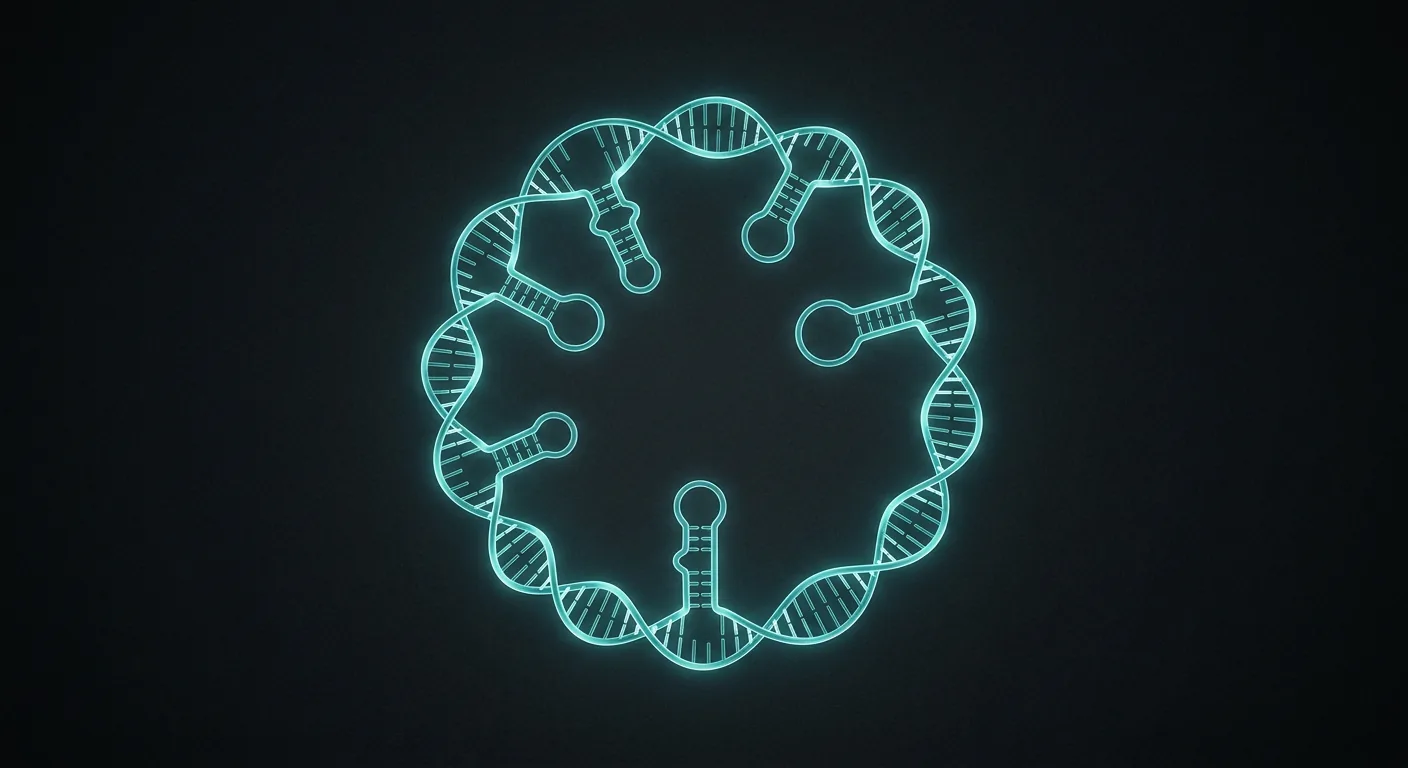Circular RNA molecule rendered as a closed glowing loop